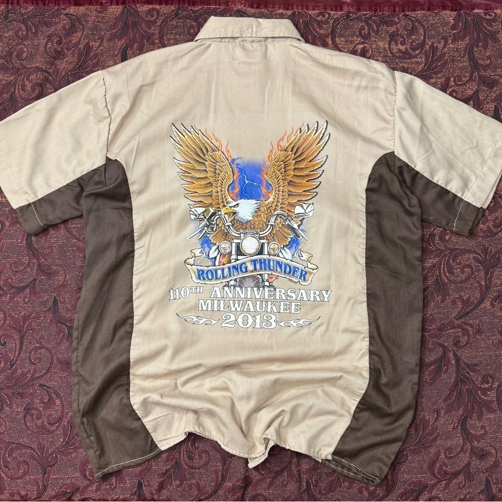 Y2K Rolling Thunder Bikerwear USA Button Down